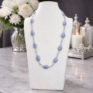 ARTISAN Faceted Blue Lace Agate, Opalite, and Sterling Silver Necklace